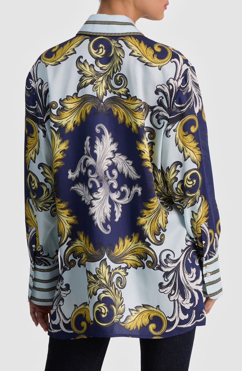 Alice + Olivia Lane Long Sleeve Woven Shirt, Alternate, color, Antique Scroll