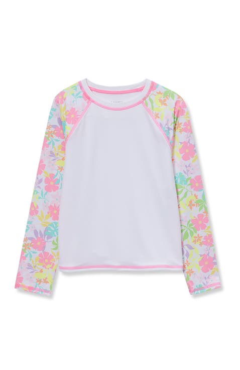 Girls Plus Chlorine Resistant Long Sleeve Mock Neck UPF 50 Rash Guard