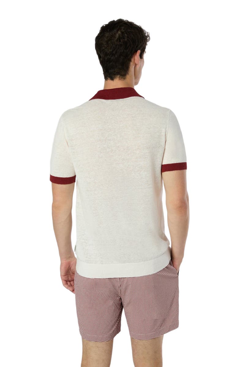 Onia Linen Johnny Polo Sweater, Alternate, color, Salt/Brick