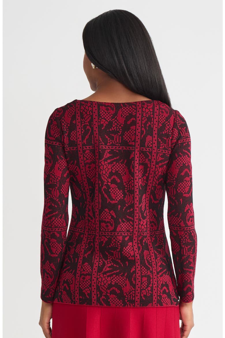 Jacquard Pattern Soft Knit Tunic, Alternate, color, Scarlet Red/Black