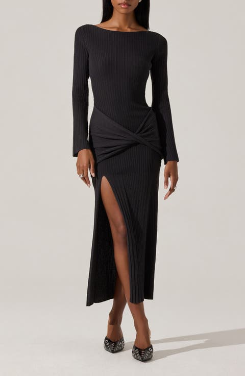 Arwyn Wrap Detail Long Sleeve Sweater Dress