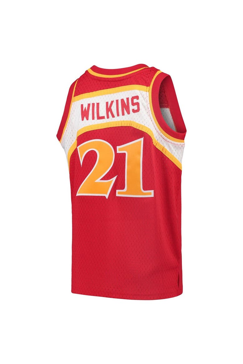Youth Mitchell & Ness Dominique Wilkins Red Atlanta Hawks 1986/87 Hardwood Classics Swingman Throwback Jersey, Alternate, color, Red