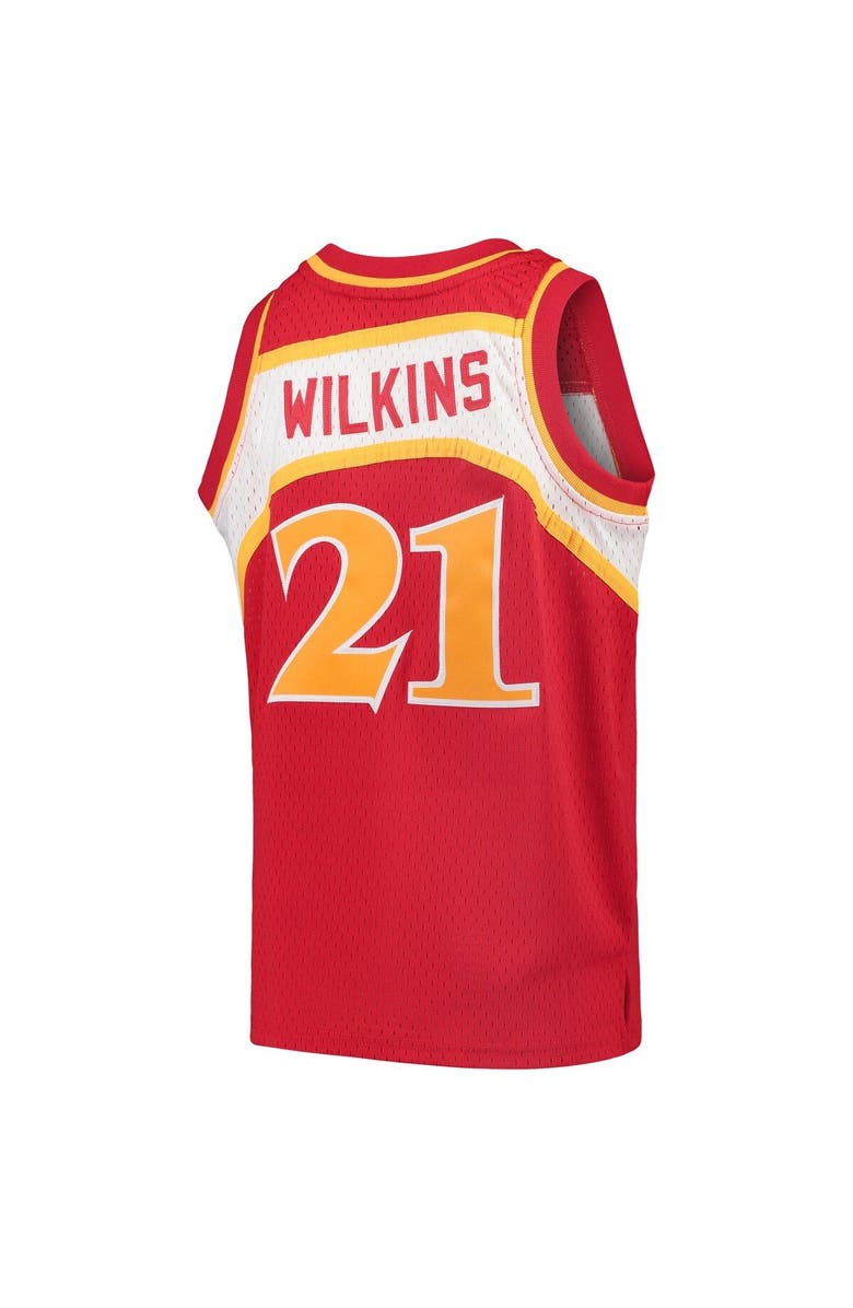 Mitchell & Ness Youth Mitchell & Ness Dominique Wilkins Red Atlanta Hawks 1986/87 Hardwood Classics Swingman Throwback Jersey, Alternate, color, 