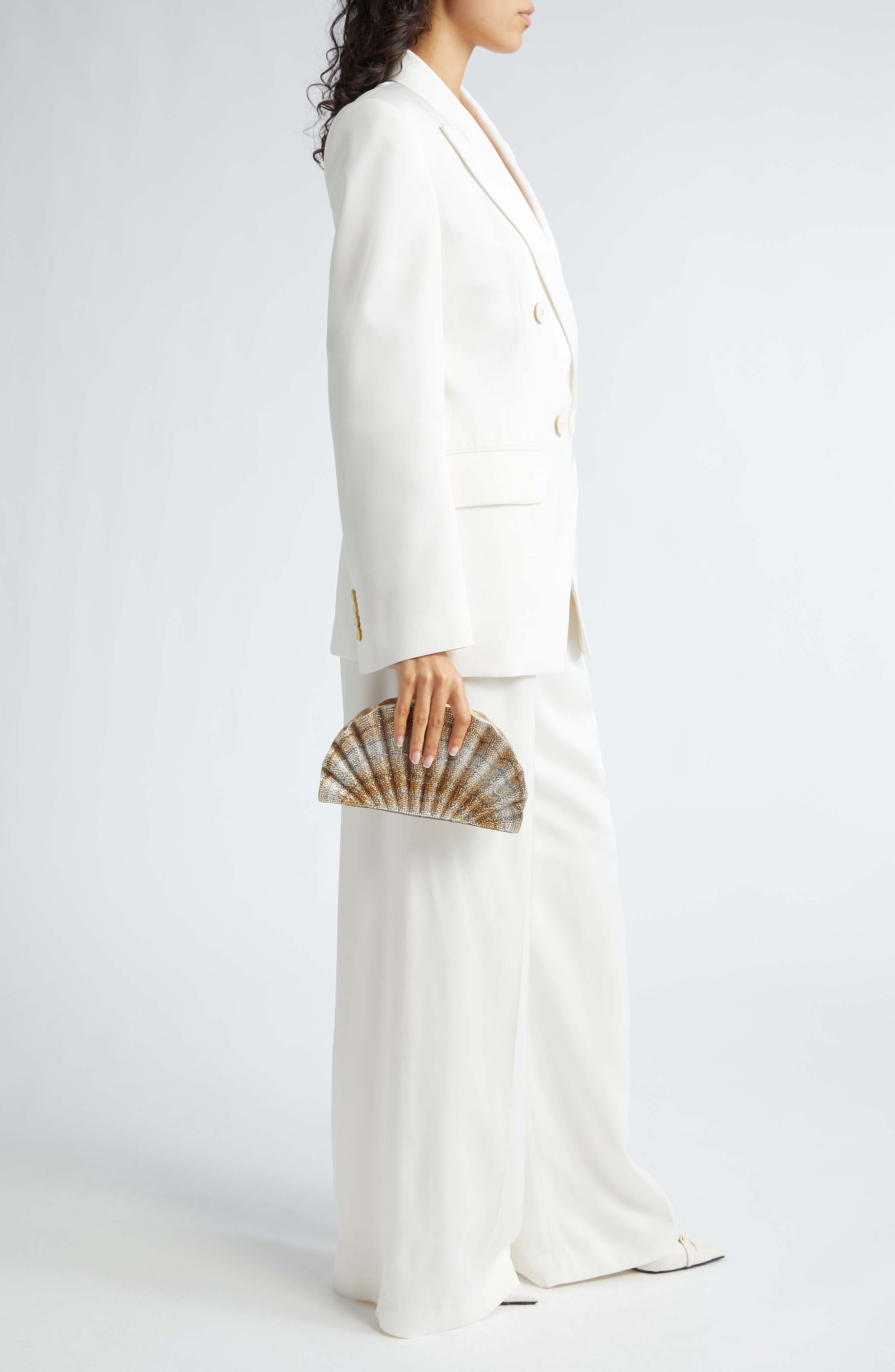 JUDITH LEIBER COUTURE Origami Fan Embellished Scallop Clutch, Alternate, color, 