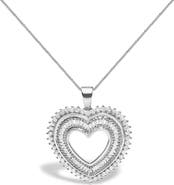 Haus of Brilliance .925 Sterling Silver 1.0 Ctw Diamond Shadow Open Heart Halo Pendant Necklace