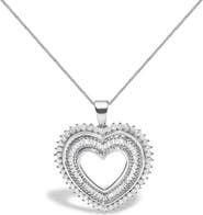 Haus of Brilliance .925 Sterling Silver 1.0 Ctw Diamond Shadow Open Heart Halo Pendant Necklace