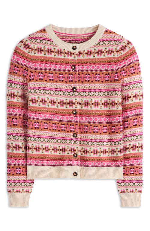 Boden Edie Fair Isle Cardigan Pink Heritage Fair Isle  In Pink