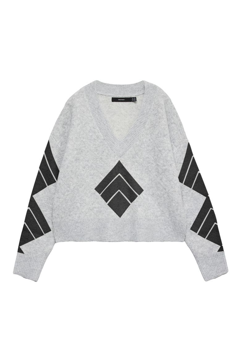 Dae Argyle V-Neck Sweater, Alternate, color, LGM DETAILW DGM SILVER LUREX