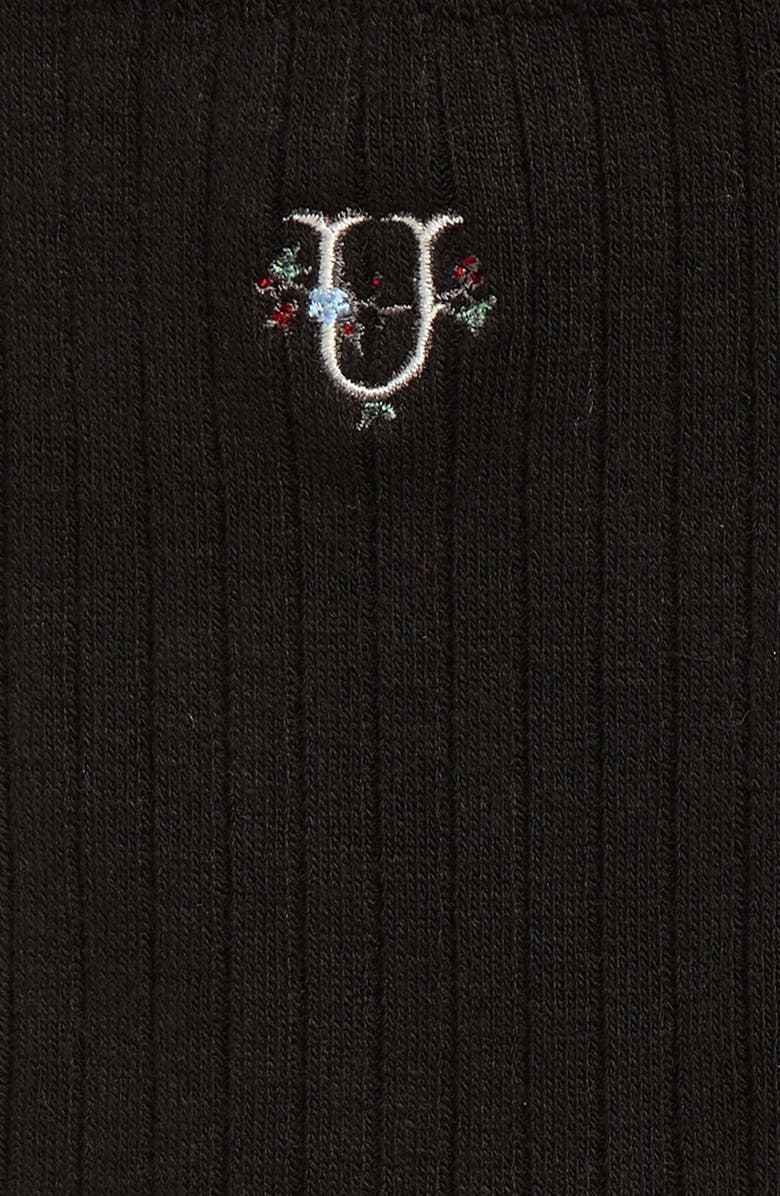 Undercover Logo Embroidered Rib Crew Socks, Alternate, color, Black