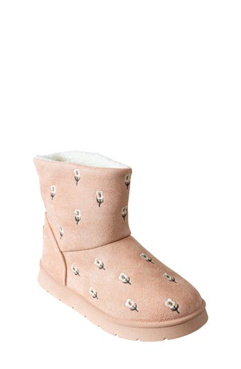 Bebe Kids' Embroidered Faux Suede Boot In Dark Blush