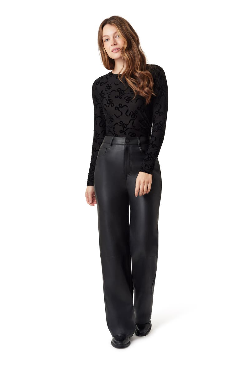 Bow Print Crewneck Top, Alternate, color, BLACK NIGHT