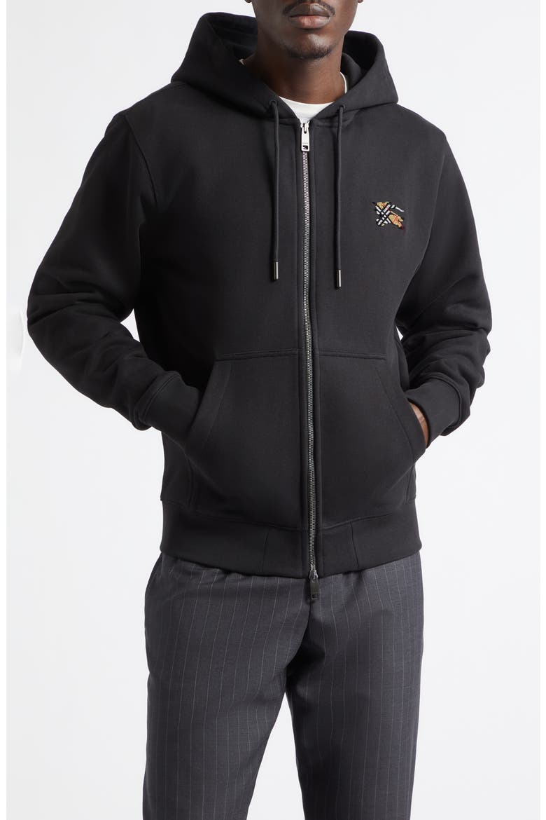 Scott Check EKD Stamp Cotton French Terry Hoodie, Main, color, BLACK