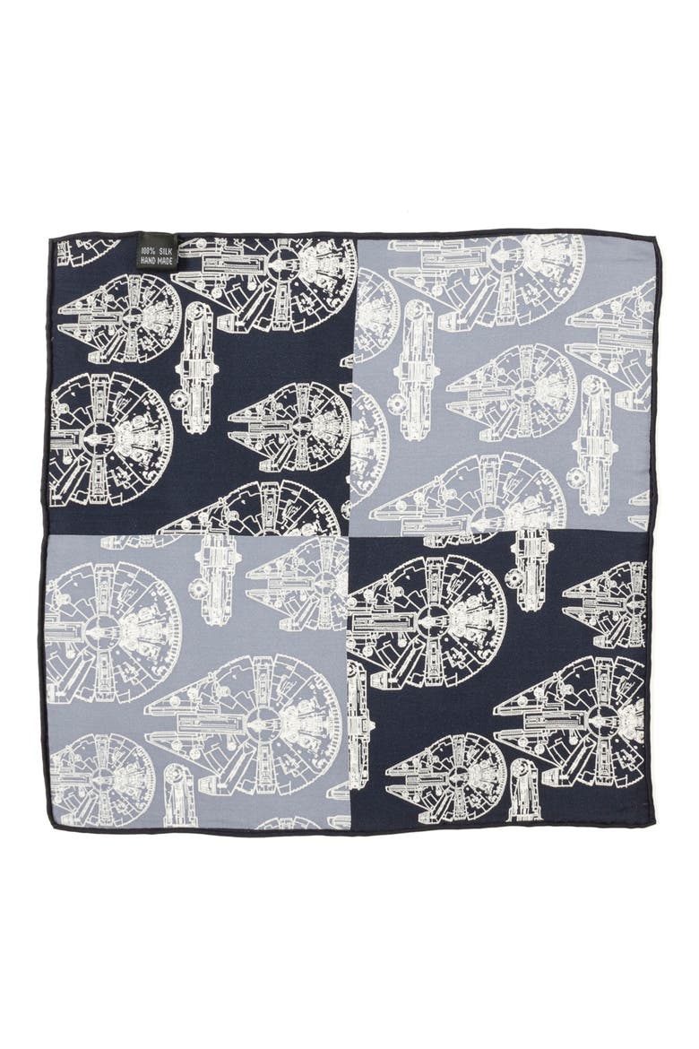 Star Wars™ - Millennium Falcon Silk Pocket Square, Alternate, color, BLUE