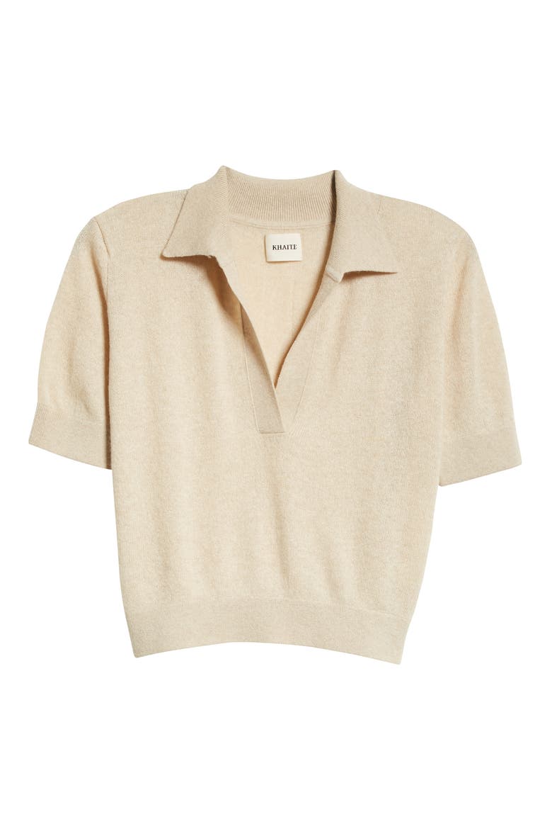 Jo Shrunken Stretch Cashmere Polo Sweater, Alternate, color, BUTTERSCOTCH