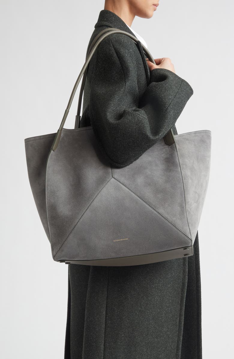 Victoria Beckham Victoria Sue Suede Tote, Alternate, color, Pebble Grey