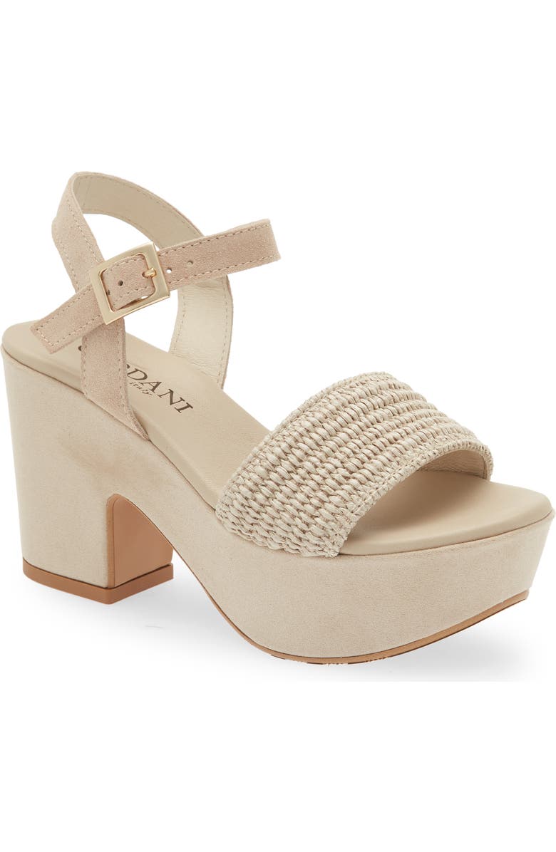 Cordani Liona Raffia Platform Sandal, Main, color, Sint Beige