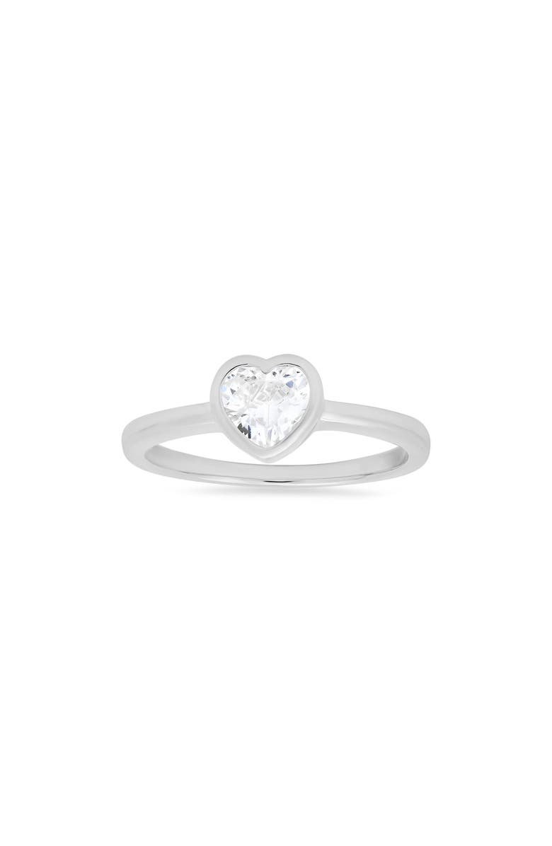 Queen Jewels Sterling Silver Bezel Set Heart Ring, Main, color, Silver
