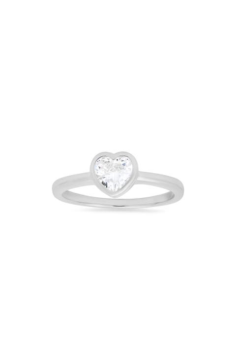Sterling Silver Bezel Set Heart Ring
