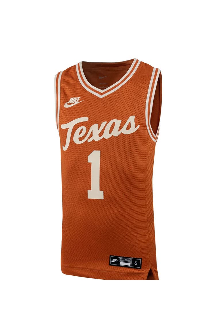 Youth Nike #1 Texas Orange Texas Longhorns Icon Replica Basketball Jersey, Alternate, color, Burnt Orange