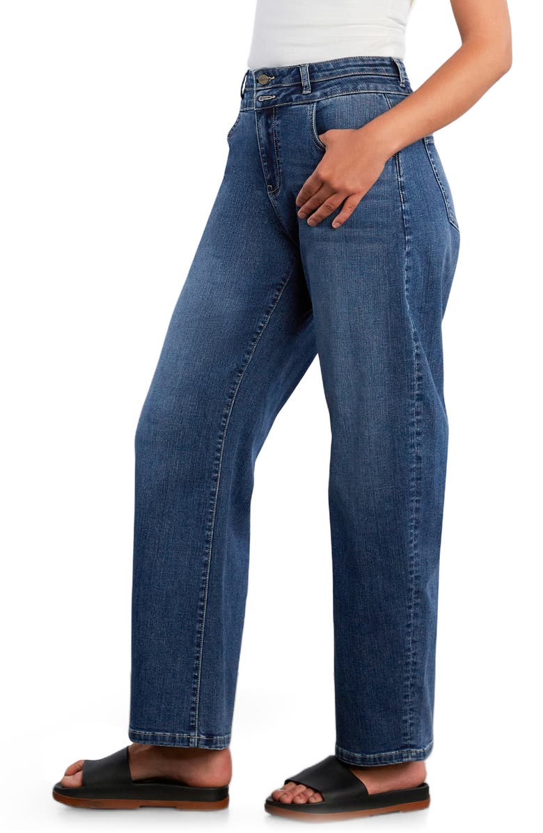 HINT OF BLU Abigail Double Waist Relaxed Straight Leg Jeans, Alternate, color, Shine Blue