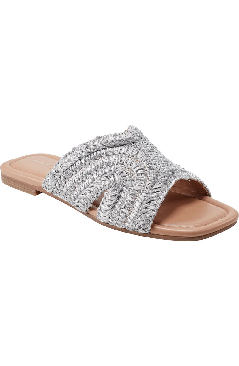 Marc Fisher LTD Narda Raffia Slide Sandal, Main, color, Silver 040