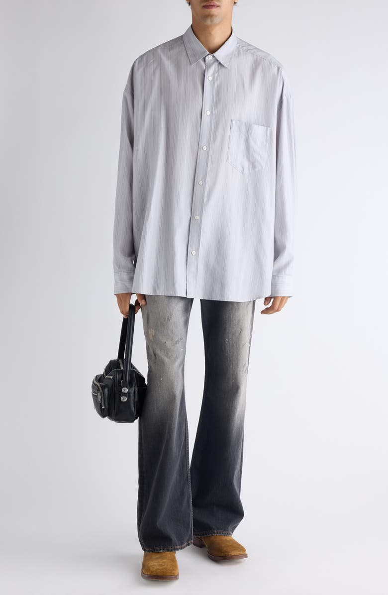 Acne Studios Soffia Relaxed Fit Stripe Button-Up Shirt, Alternate, color, Grey/ Multi