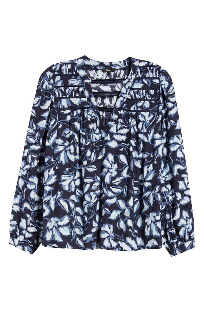 Rails Asta Floral Split Neck Top, Alternate, color, Navy Jasmine
