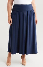 24seven Comfort Apparel Foldover Maxi Skirt