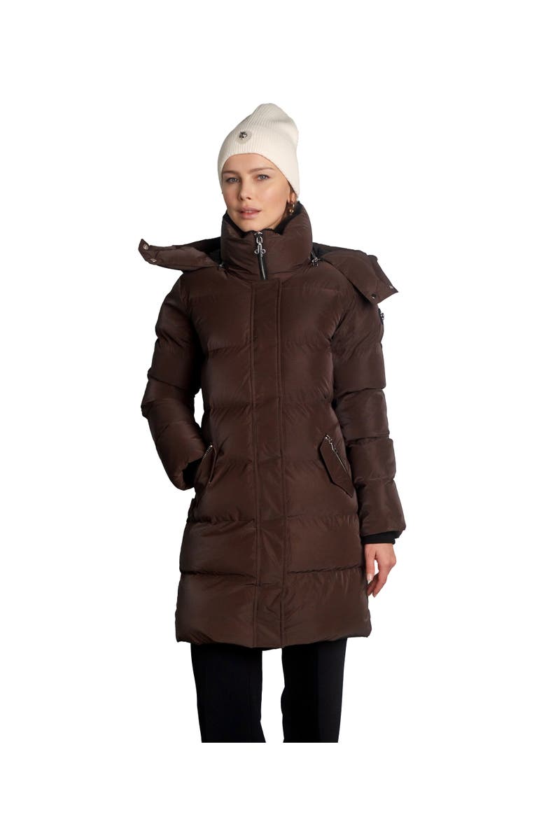 Women's Penguin Long Length Quilted Coat, Main, color, MOCHA DIAMOND