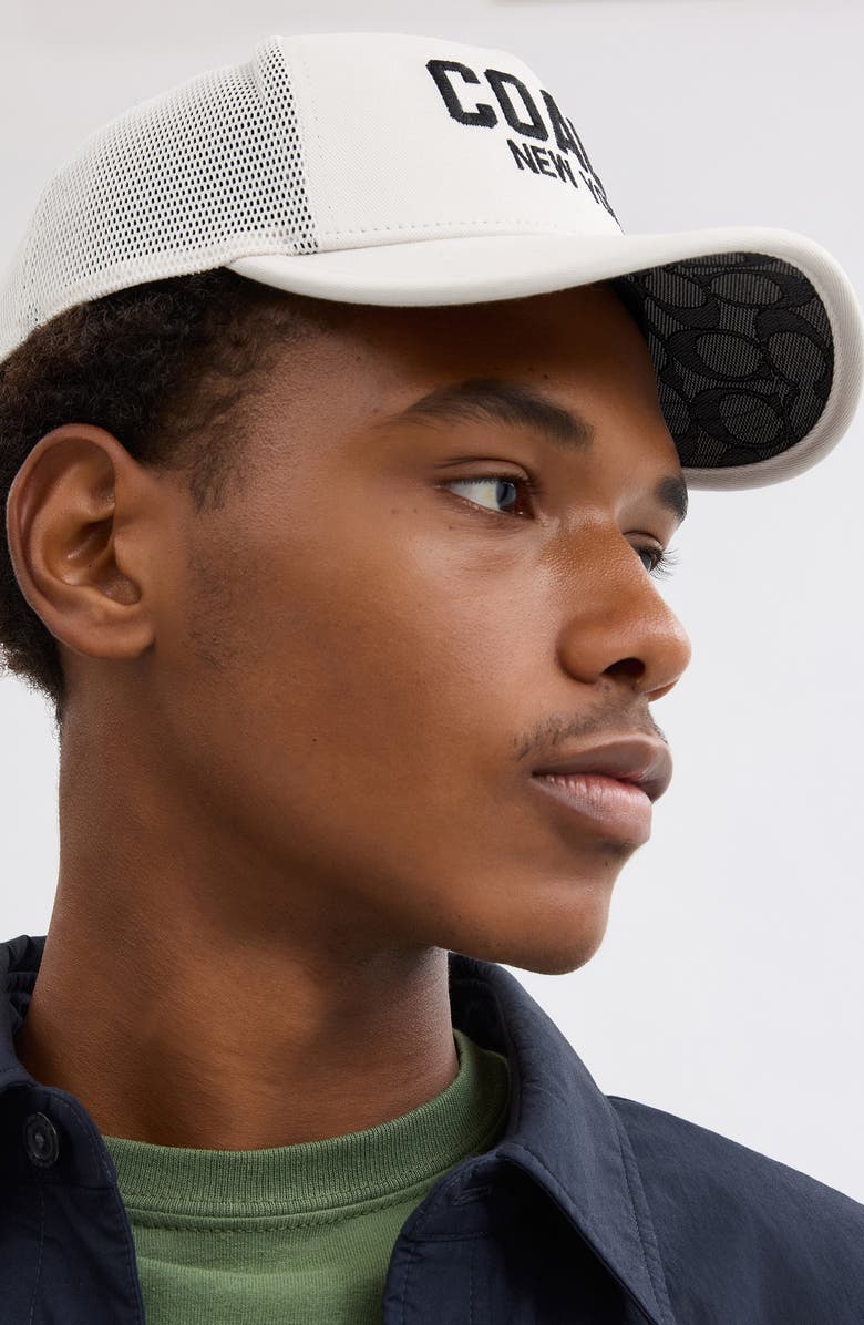 COACH New York Trucker Hat, Alternate, color, Chalk