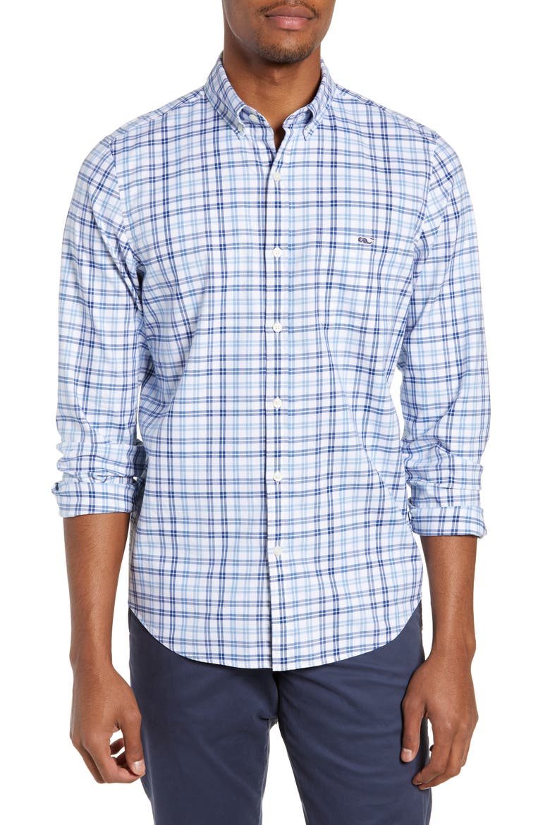 Robin's Nest Tucker Slim Fit Check Sport Shirt, Main, color, MOONSHINE