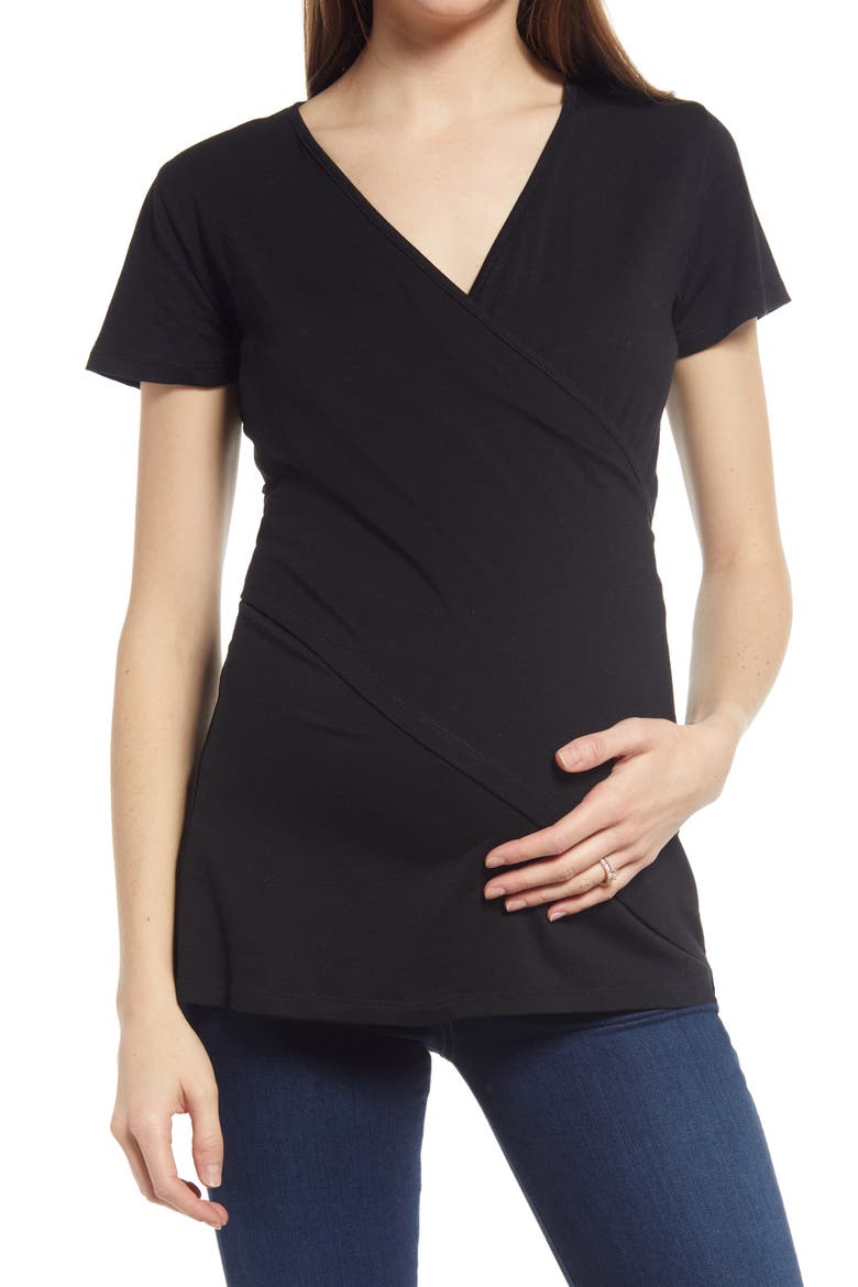 Maternity/Nursing T-Shirt, Main, color, BLACK