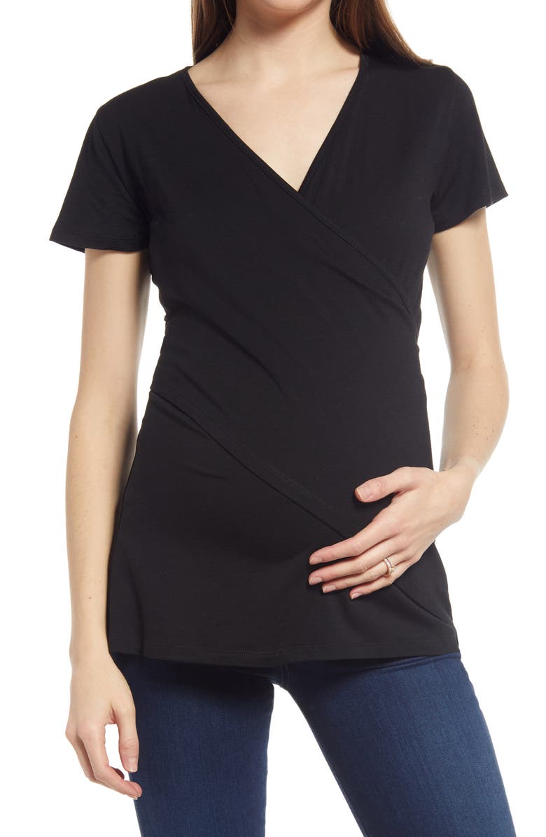 Angel Maternity Maternity/Nursing T-Shirt, Main, color, Black