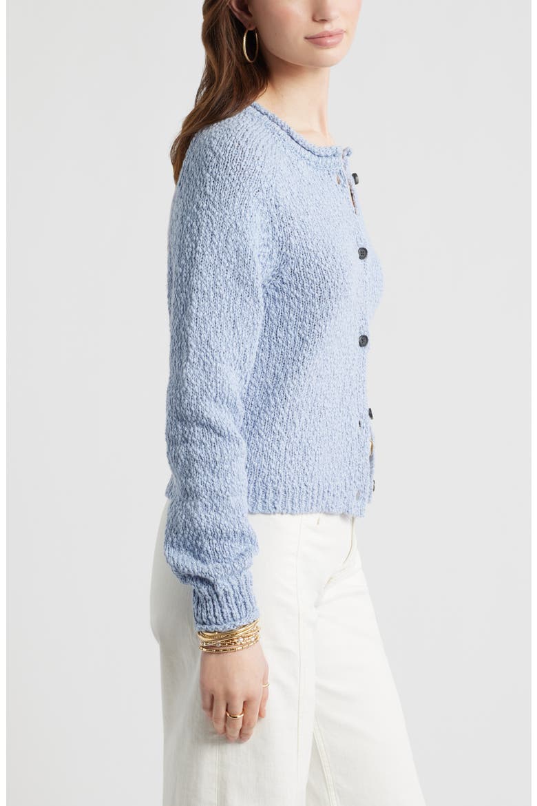 Fitted Textured Cotton Cardigan, Alternate, color, BLUE BLIZZARD