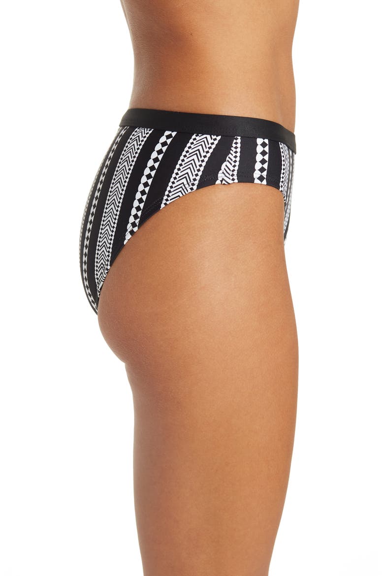 Stripe Retro Bikini Bottoms, Alternate, color, BLACK