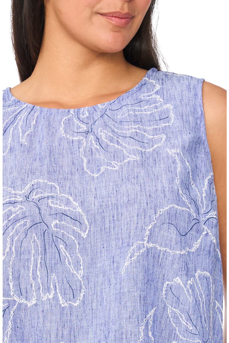 Embroidered Sleeveless Peplum Top, Alternate, color, BASE BLUE