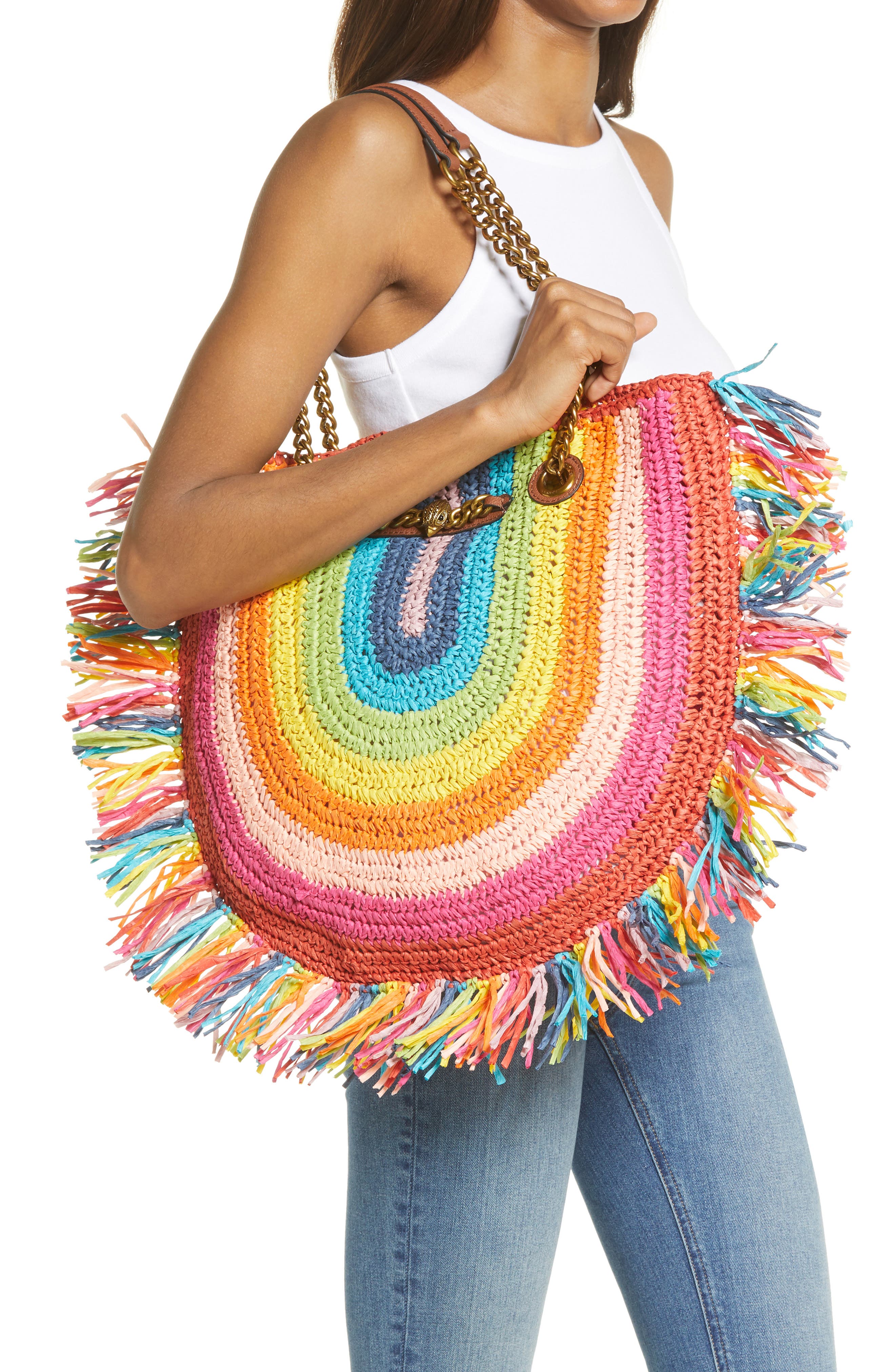 Chelsea Raffia Tote, Alternate, color, MULTI/ RAINBOW