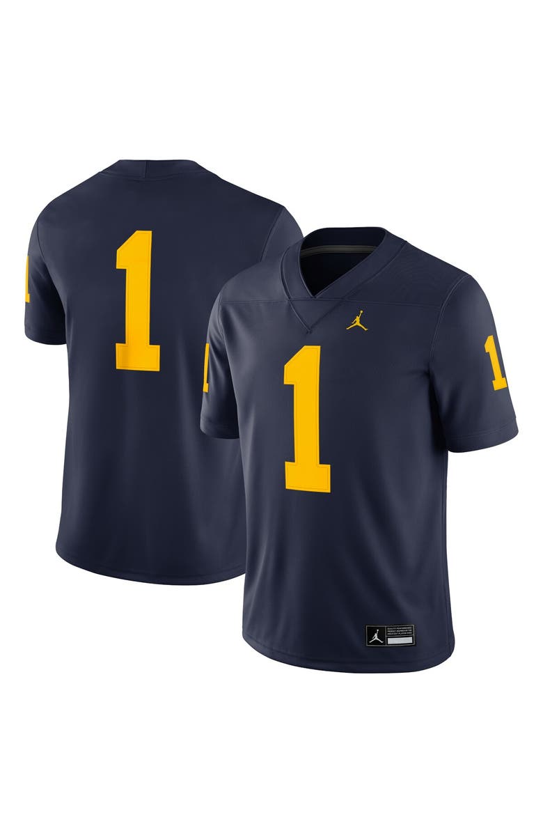 Jordan Brand Men
s Jordan Brand #1 Navy Michigan Wolverines Game Jersey, Alternate, color, Navy
