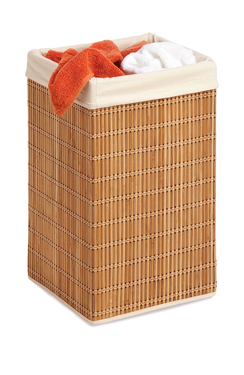 HONEY-CAN-DO Square Bamboo Wicker Hamper, Alternate, color,