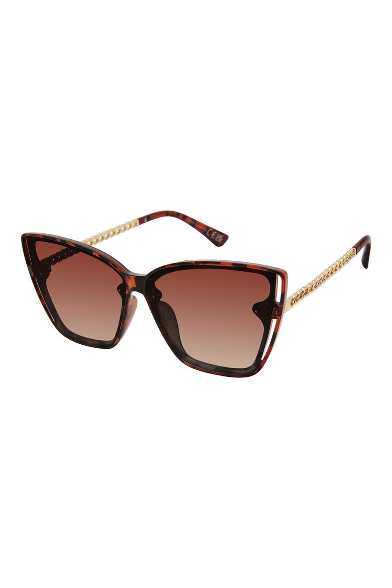 138mm Cat Eye Chain Sunglasses, Main, color, TORTOISE