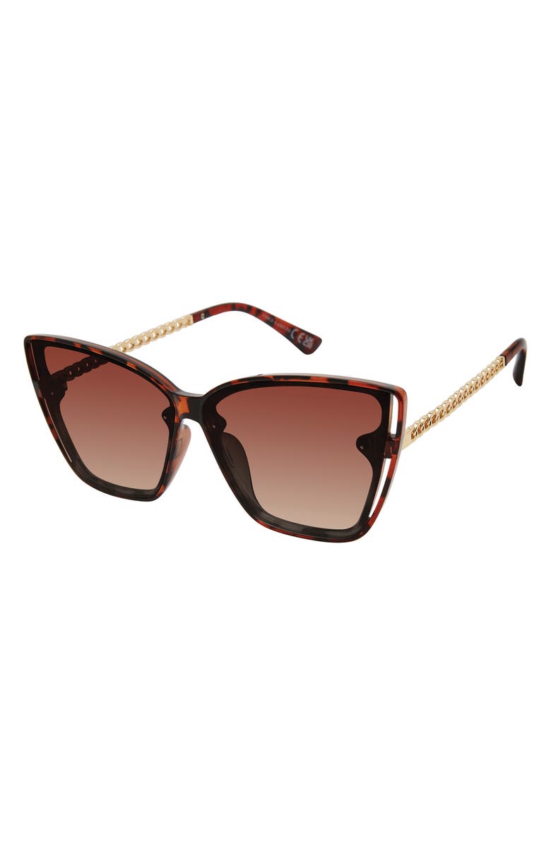 Vince Camuto 138mm Cat Eye Chain Sunglasses, Main, color, Tortoise
