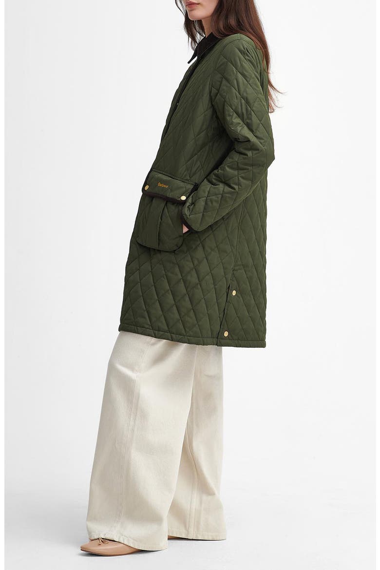 Tulip Corduroy Trim Quilted Coat, Alternate, color, OLIVE