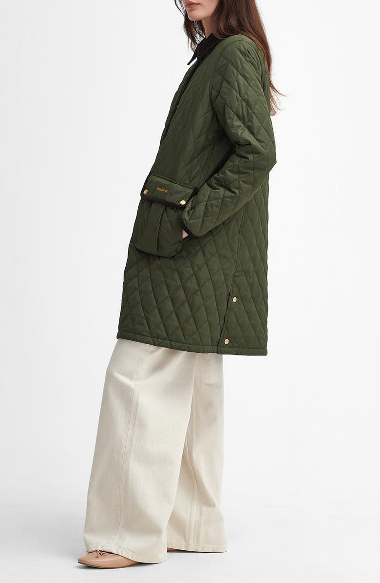 Barbour Tulip Corduroy Trim Quilted Coat, Alternate, color, 