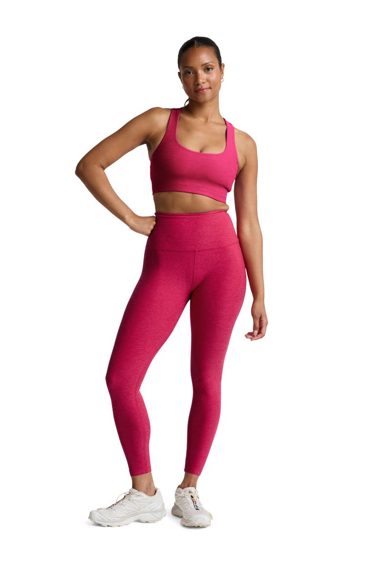 Caught in the Midi High Waist Leggings, Alternate, color, BERRY RED HEATHER