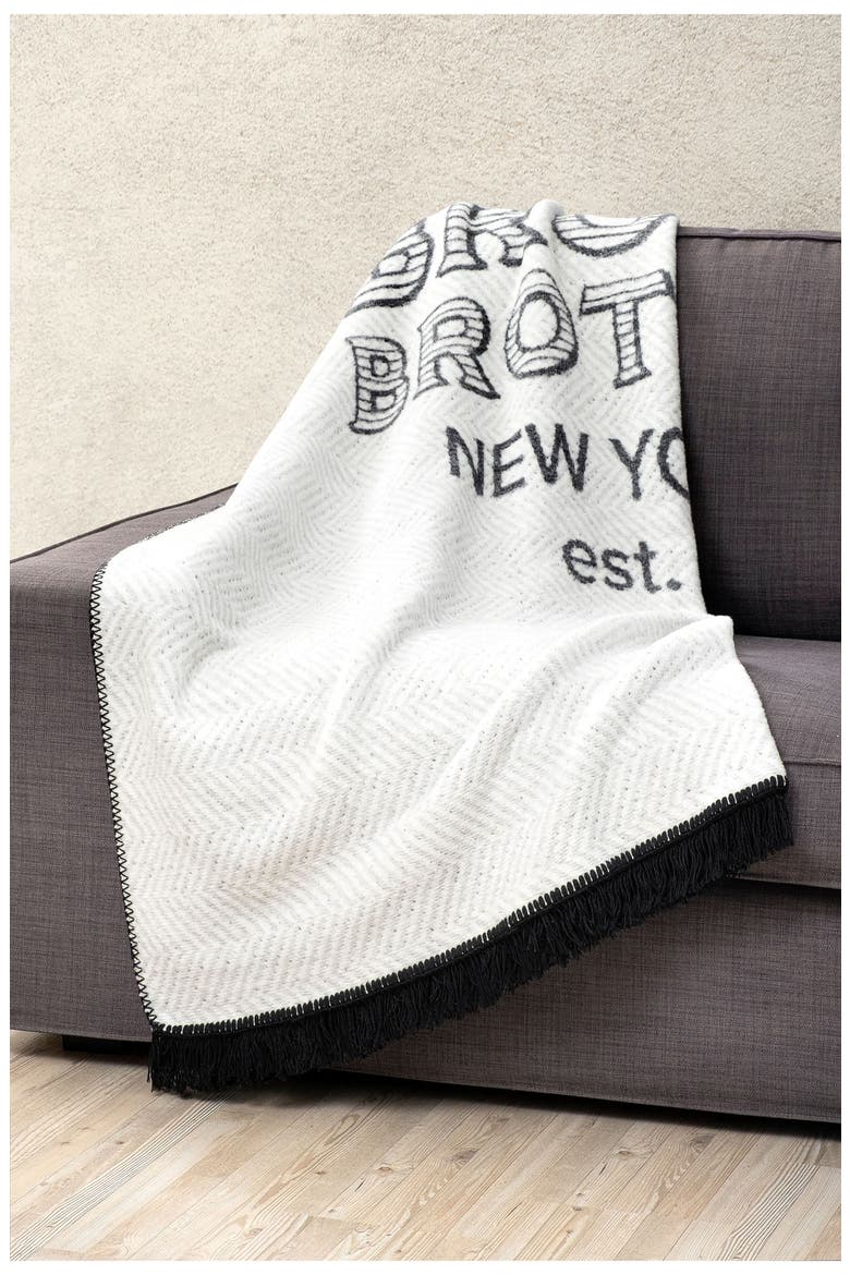 Logo Turkish Cotton Throw Blanket, Alternate, color, BLACK