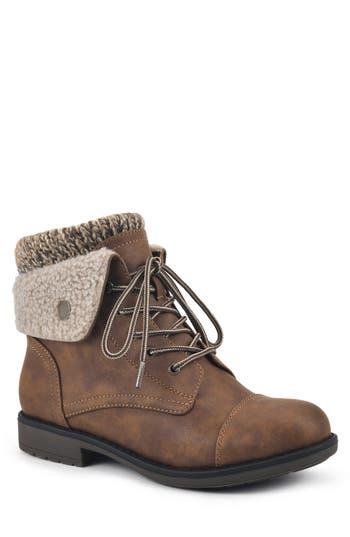 Cliffs By White Mountain Duena Faux Shearling Trimmed Hiking Boot In Brown