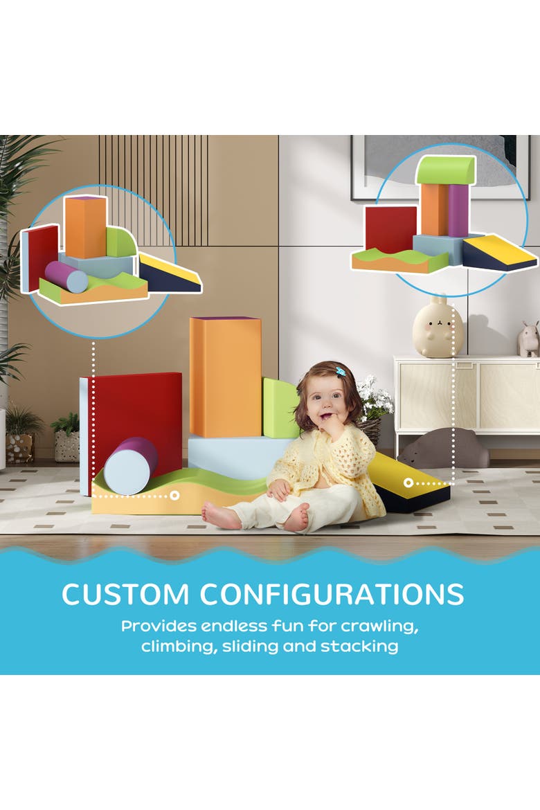 7 Piece Climb and Crawl Activity Play Set, Soft Secure Foam Playset, Alternate, color, Contemporary