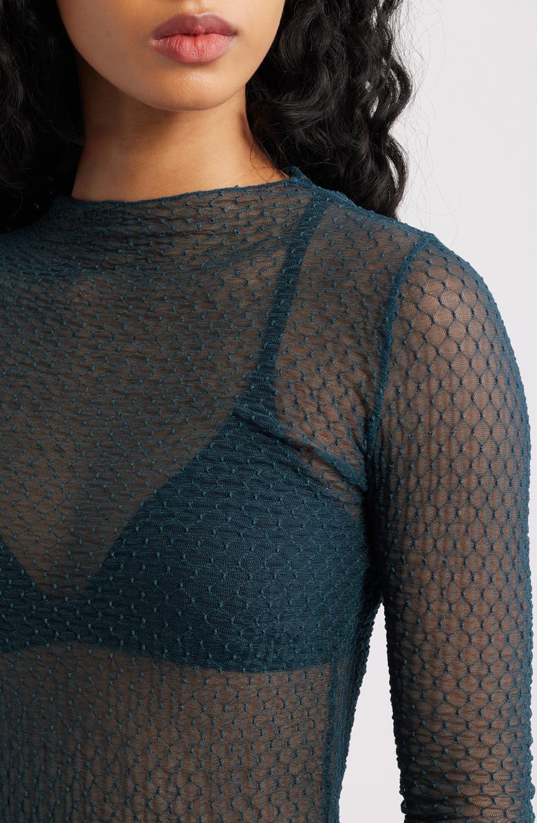 Free People Minding My Business Sheer Top, Alternate, color, Seamoss