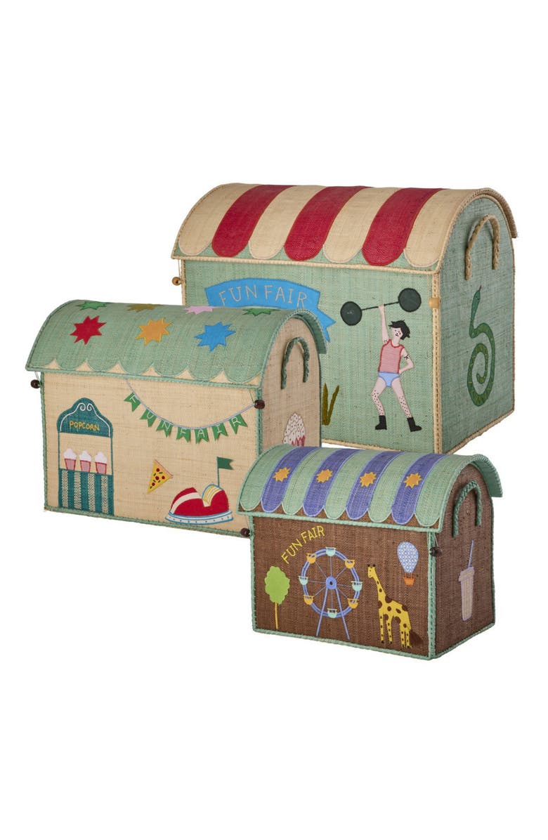 Rice by Rice Raffia Storage House Fun Fair Set 3pc, Main, color, Tan