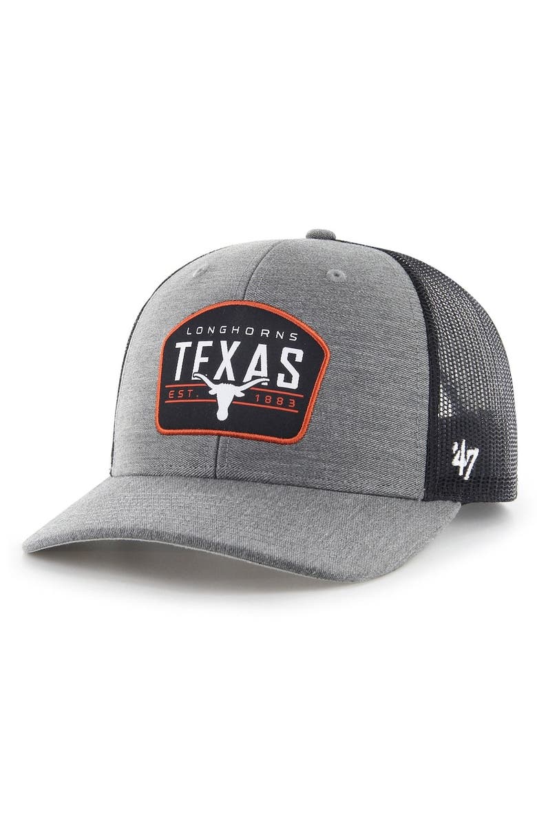 '47 Men's '47 Charcoal Texas Longhorns Slate Trucker Snapback Hat, Main, color,